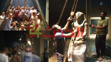 صورة 40 صورة تكشف نجاح نقل آثار ثقيلة من متحف العريش إلي شرم الشيخ.. الأوزان من 1-4 طن والعمل أشاد به الجميع 