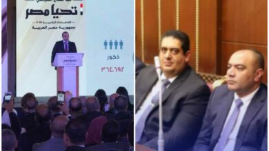 صورة اعضاء الشيوخ التمامي وابوحجازي يشدان بكافة الرؤي والاطروحات التي جاءت في أول مؤتمر للحملة الرئيسية للرئيس السيسي